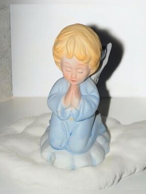 Vintage Ceramic Praying Little Girl Angel Candle Holder Figurine